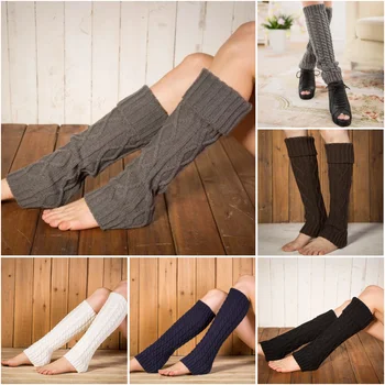 Kış örme yün sıcak tayt Vintage Lingge Düz renk Termal sıcak uzun çorap kürklü bacak ısıtıcıları Kadın Slouch çorap 1 çift