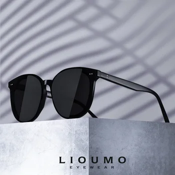 LIOUMO Moda Yuvarlak Güneş Gözlüğü Kadınlar İçin Retro Perçin Çerçeve polarize güneş gözlükleri Erkekler Sürüş Gözlüğü Parlama Önleyici zonnebril dames