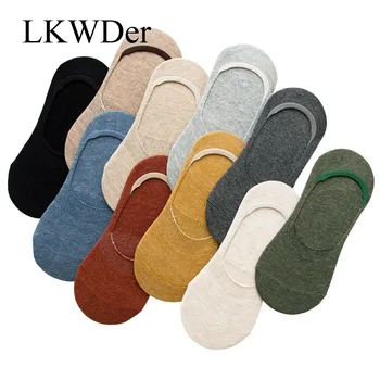 LKWDer 10 adet = 5 pairs Kadın Çorap Terlik Saf Renk Moda Vahşi Sığ Ağız Görünmez Çorap Yaz Sonbahar Kadın Tekne Çorap