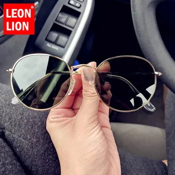 LeonLion 2021 Küçük Yuvarlak Güneş Gözlüğü Kadın / Erkek Marka Tasarımcı Gözlük Kadınlar Yüksek Kaliteli Ayna güneş gözlüğü Vintage Oculos