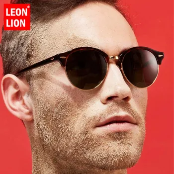 LeonLion 2021 Yuvarlak Güneş Gözlüğü Erkekler Alaşım Gözlük Erkekler için/Kadın Marka Tasarımcı Güneş Gözlüğü Kadın Vintage Lunette Soleil Homme