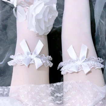 Lolita Seksi Dantel Yüksek Diz Çorap Uzun Çorap Kadın Tatlı yay Şeffaf Yüksek Elastik Çorap Kawaii Çorap Görüntü 2