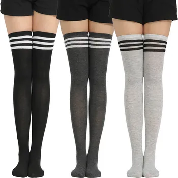 Lolita Çizgili Uzun Çorap Kadın Seksi Diz Üstü çorap Uyluk yüksek çorap Bayanlar Kızlar Çorap Cosplay Komik