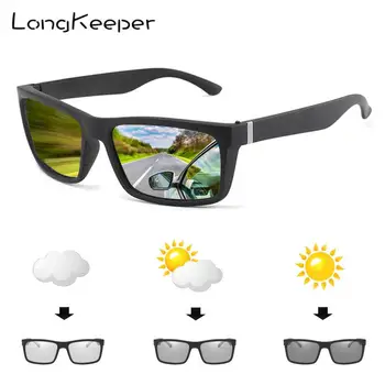 LongKeeper Chemeleon Fotokromik Güneş Gözlüğü Erkekler Kare Polarize Güneş Gözlükleri Sürüş için Erkek Renk Değişikliği Óculos UV400