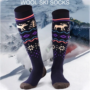 Loogdeel Kış Kalınlaşmış Sıcak Merinos Yünü Çorap Dağcılık Yürüyüş Elastik Termal Cilt Dostu Çorap Açık Kayak Kar Çorap Görüntü 2