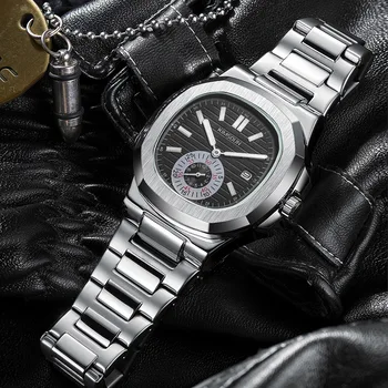 Lüks Askeri Saatler Üst Marka kronometreli kuvars saat Erkekler için Aydınlık İzle Erkek Saat Tonneau Kol Saati Reloj Hombre Görüntü 2