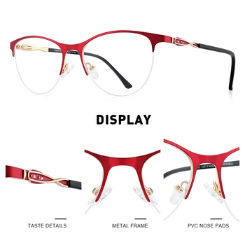MERRYS tasarım Kadın Kedi Göz Gözlük Çerçeve Moda Bayanlar Gözlük Retro Yarım Çerçeve Miyopi Reçete Optik Gözlük S2142 Görüntü 2