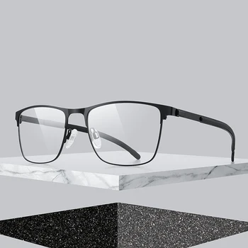 MERRYS tasarım Titanyum Alaşım Erkekler Gözlük Çerçeveleri Ultralight Kare Miyopi Reçete Optik Gözlük Antiskid Silikon S2368