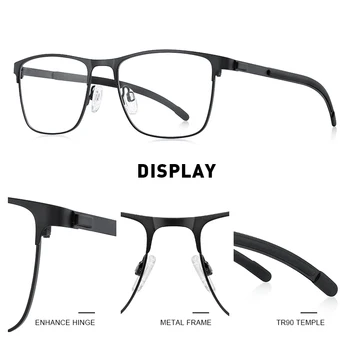 MERRYS tasarım Titanyum Alaşım Erkekler Gözlük Çerçeveleri Ultralight Kare Miyopi Reçete Optik Gözlük Antiskid Silikon S2368 Görüntü 2