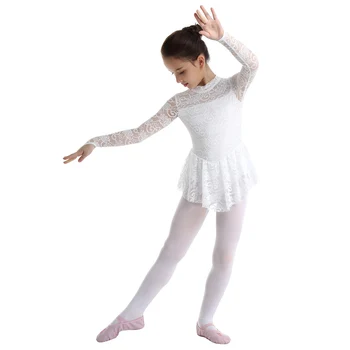 MSemis Çocuk Kız artistik patinaj Elbise Çiçek Dantel Bale Tutu Elbise Jimnastik Leotard Balo Salonu Yarışması dans kostümü Görüntü 2
