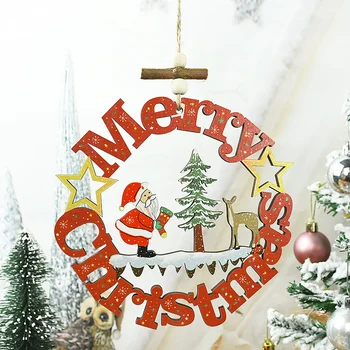 Merry Christmas Ahşap El Sanatları Kolye Kapı Sundurma askı süsleri Noel Partisi Süslemeleri Ev İçin Yeni Yıl Hediye Navidad
