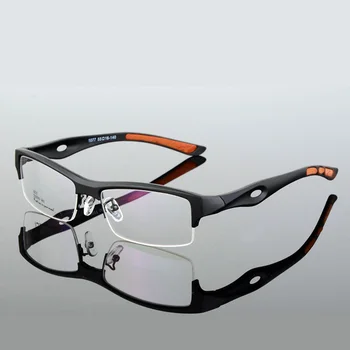 Moda Erkekler spor gözlükler Çerçeve Optik Gözlük TR90 Gözlük Reçete Kare Yarım jant Lüks Gözlük Şeffaf Lens