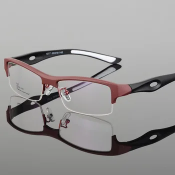 Moda Erkekler spor gözlükler Çerçeve Optik Gözlük TR90 Gözlük Reçete Kare Yarım jant Lüks Gözlük Şeffaf Lens Görüntü 2
