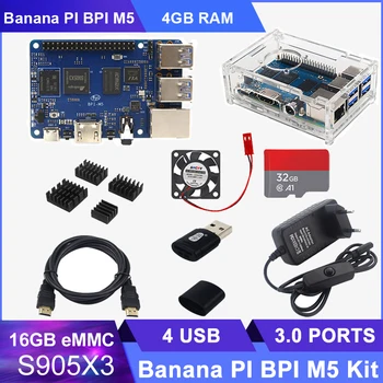 Muz Pİ BPI M5 Kurulu Amlogic S905X3 Dört çekirdekli Cortex-A55 (2.0 xxGHz) işlemci 4GB LPDDR4 ve 16G eMMC Bellek Devreleri BPI M5