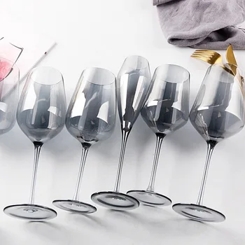 Nordic ışık Lüks Duman Gri şarap bardağı şampanya flüt kadehler Kaplama Bordeaux Sherry Gözlük Bordo Aperatif Kadeh Bordo Bardak