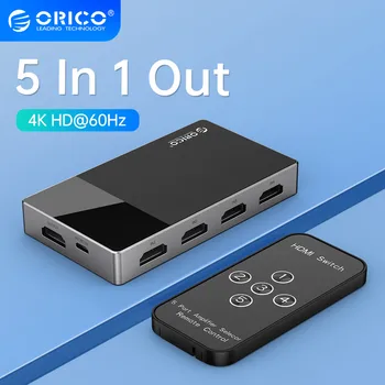 ORICO HDMI uyumlu 2.0 Anahtarı 5 In 1 Out 4k@60HZ Switcher Dönüştürücü TV PS5 Xbox PC Yangın Sopa IR Uzaktan Kumanda İle