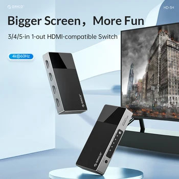 ORICO HDMI uyumlu 2.0 Anahtarı 5 In 1 Out 4k@60HZ Switcher Dönüştürücü TV PS5 Xbox PC Yangın Sopa IR Uzaktan Kumanda İle Görüntü 2