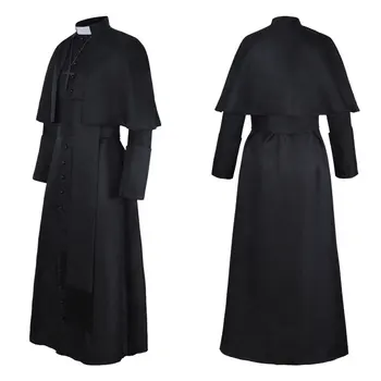 Ortaçağ Rahip Elbise Clergy Cos Giyim Cadılar Bayramı Rahip Retro Cosplay Kostüm Hediye Çapraz Yüksek Kaliteli Karakter Kostüm Görüntü 2