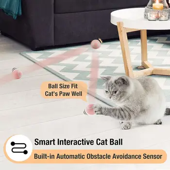 Otomatik Haddeleme Topu Elektrikli Kedi Topu Oyuncaklar Akıllı Kedi İnteraktif Oyuncaklar Eğitim Kendinden hareketli Yavru Oyuncaklar Kapalı Oyun için Görüntü 2