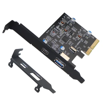 PCI-E PCI Express USB 3.1 Gen2 10Gbps Hub Tip A ve Tip C 2-Port PCIe Genişleme Adaptörü Kartı Windows 7/8/8. 1/10 / Linux Görüntü 2