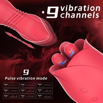 PHANXY Güçlü Gül Yapay Penis Sokmak Vibratör Kadın Klitoris Stimülatörü 360 ° Dönen G-Spot Masaj Yetişkin Seks Oyuncakları kadın için Görüntü 2