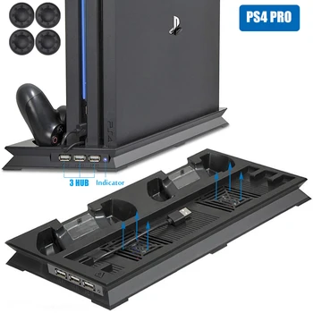 PS4 PRO Ultra İnce şarj ısı emici soğutma fanı soğutucu dikey stant Playstation 4 Pro için çift kontrolörleri ile Şarj Cihazı