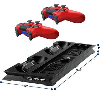 PS4 PRO Ultra İnce şarj ısı emici soğutma fanı soğutucu dikey stant Playstation 4 Pro için çift kontrolörleri ile Şarj Cihazı Görüntü 2
