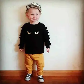 PUDCOCO Yürüyor Çocuk Erkek Bebek Giyim Giyim Canavar Kazak Tops + Pantolon 2 ADET Destek toptan