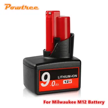 Powtree 12V 9.0 Ah 9000mAh lityum-iyon yedek pil M12 Pil İçin Milwaukee Piller Güç Aracı XC 48-11-2411 48-11-2420 L50