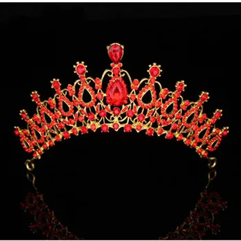 Prenses Kraliçe Taç Diadem Barok Gelin Tiaras ve Taçlar Kafa Bandı saç aksesuarları Düğün Gelin Kristal Başlığı Görüntü 2