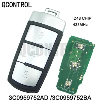 QCONTROL 3 Düğmeler Anahtarsız Kesilmemiş Çevirme Akıllı Araba Uzaktan Anahtar Fob ile ID48 Çip 3C0959752BA VW Passat B6 3C B7 Magotan CC