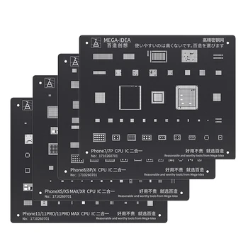 QianLi Siyah Çelik BGA Reballing Stencil Kiti iPhone 6/6 S/7/7 P/8/8 P/X / XS/11/12/13 Pro Max Mini CPU IC Çip Kalay Dikim Net Görüntü 2