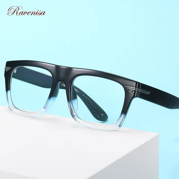 RAVENISA Moda Moda Kare Erkekler Kadınlar Optik Gözlük 2020 Anıt Mavi Engelleme LensesTR90 Siyah Şeffaf Çerçeve Görüntü 2