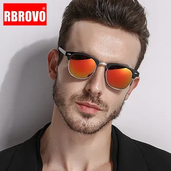 RBROVO 2021 Moda Polarize Yarı Çerçevesiz Güneş Gözlüğü Erkekler Marka Tasarım Retro Gözlük Plastik Lunette De Soleil Femme UV400