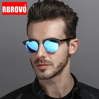 RBROVO 2021 Moda Polarize Yarı Çerçevesiz Güneş Gözlüğü Erkekler Marka Tasarım Retro Gözlük Plastik Lunette De Soleil Femme UV400 Görüntü 2