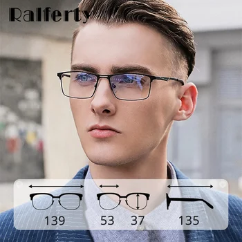 Ralferty Bilgisayar Gözlükleri erkekler mavi ışık engelleme gözlük erkek 0 Diyoptri Metal dikdörtgen Puan miyopi gözlük çerçeveleri 2021