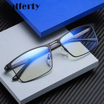 Ralferty Bilgisayar Gözlükleri erkekler mavi ışık engelleme gözlük erkek 0 Diyoptri Metal dikdörtgen Puan miyopi gözlük çerçeveleri 2021 Görüntü 2
