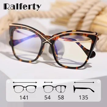 Ralferty Büyük Boy Şeffaf Gözlük Kadın Kedi Gözü Retro Leopar Büyük Optik Gözlük Çerçevesi Kadın 0 Diyoptri Şeffaf gözlük çerçevesi