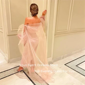 Romantik Pembe Akşam Elbise Tüy Kolsuz Mermaid Balo Abiye Parti Elbiseler Zarif Ayak Bileği Uzunluğu Kadın Elbise Resmi 2022 Görüntü 2