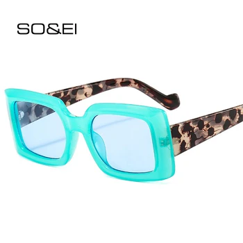 SO & EI Moda Renkli Kare Güneş Gözlüğü Kadın Şeker Renk Gözlük Retro Dikdörtgen Kadın Trend güneş gözlüğü Shades UV400 Erkekler
