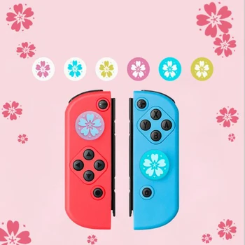 Sakura Kiraz Çiçeği Thumb Çubuk Kavrama Cap Joystick Kapak Nintendo Anahtarı Joycon NS Lite Joy-Con Denetleyici Thumbstick Kılıf