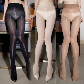 Seksi Kadın Çorap Yağı Parlak İç Çamaşırı Elastik Sıcak Ultra İnce Naylon Bling Tayt Clubwear Kadın Parlak Külotlu Giyim Görüntü 2