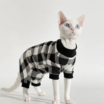 Sfenks tüysüz kedi Giysileri Kalınlaşmış kadife pamuk Devon Rex dört ayaklı göbek Kapağı Pet Giyim Sphynx kedi giysileri yavru kedi