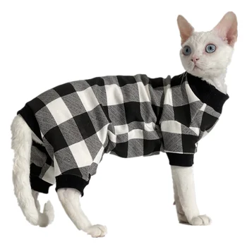 Sfenks tüysüz kedi Giysileri Kalınlaşmış kadife pamuk Devon Rex dört ayaklı göbek Kapağı Pet Giyim Sphynx kedi giysileri yavru kedi Görüntü 2