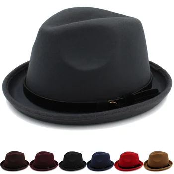Silindir şapka kadın sonbahar kış İngiliz gençlik tüvit sahne beyefendi şapka Sokak caz şapka kıvrılmış erkek silindir şapka
