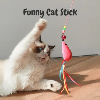 Simülasyon Kuş interaktif Kedi Oyuncak Oyun Teaser Değnek Oyuncak Kedi Malzemeleri Komik Tüy Kuş Çan ile Kedi Sopa Oyuncak Yavru Kedi için