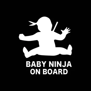 Siyah / Beyaz Bebek Ninja On Board Araba Çıkartması Vinil Sanat Desen Sanat Araba Vücut Su Geçirmez Kamyon Arka cam Yeni S1237