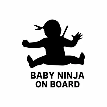 Siyah / Beyaz Bebek Ninja On Board Araba Çıkartması Vinil Sanat Desen Sanat Araba Vücut Su Geçirmez Kamyon Arka cam Yeni S1237 Görüntü 2