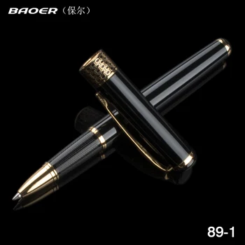 Siyah Yağ Varil 0.5 mm tükenmez kalem Baoer High-end İş Öğretmen Aile Arkadaşlar Hediye Metal Roller Kalemler ile Hediye Kutusu