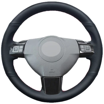 Siyah suni deri Araç direksiyon kılıfı Opel Astra (H) Signum Corsa 2004-2009 Zaflra (B) 2005-2014 Vectra (C) 2005-2009